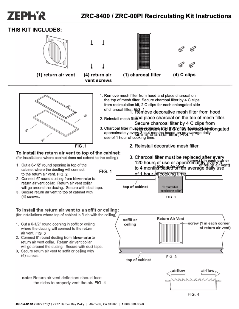 Page 1 de la notice Manuel utilisateur Zephyr ZPIE24AW