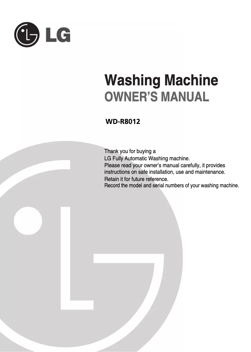 Image de la première page du manuel de l'appareil WD-R8012