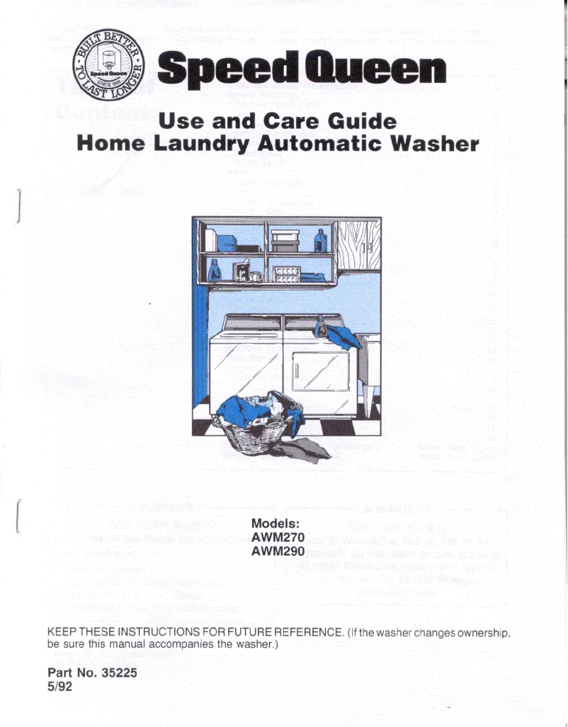 Page n°1 - Manuel utilisateur Speed Queen AWM290W