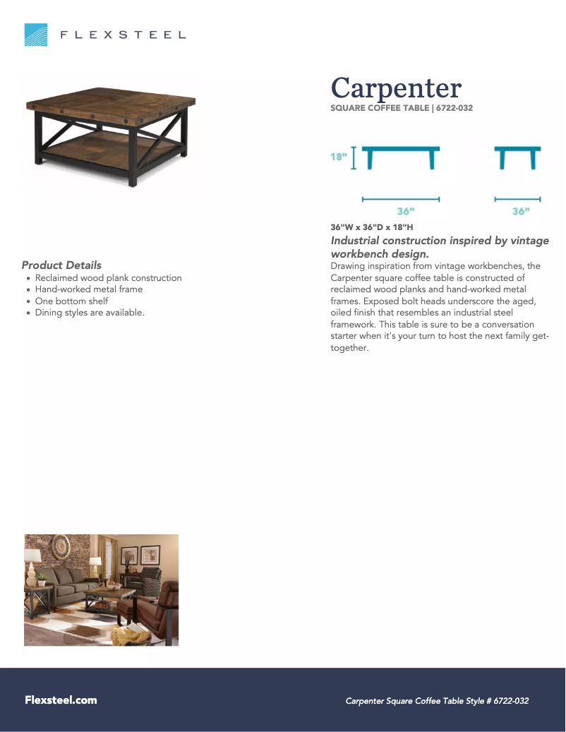 Page 1 de la notice Manuel utilisateur Flexsteel Carpenter 6722-032