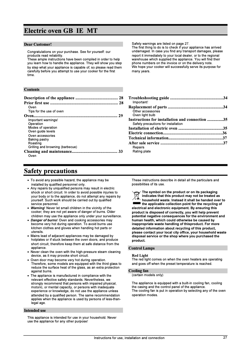 Image de la première page du manuel de l'appareil B 2400 B E W