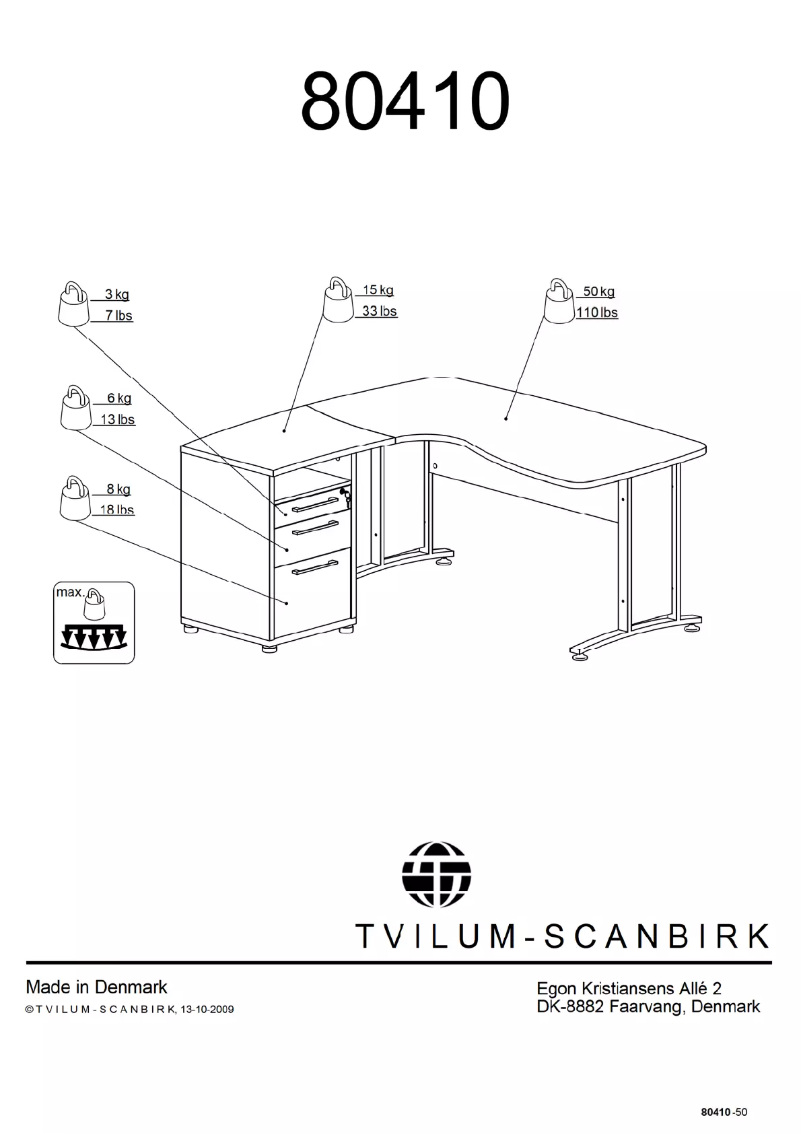 Page 1 de la notice Manuel utilisateur Tvilum 80410