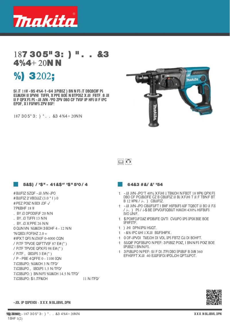 Page n°1 - Fiche technique Makita DHR202Z