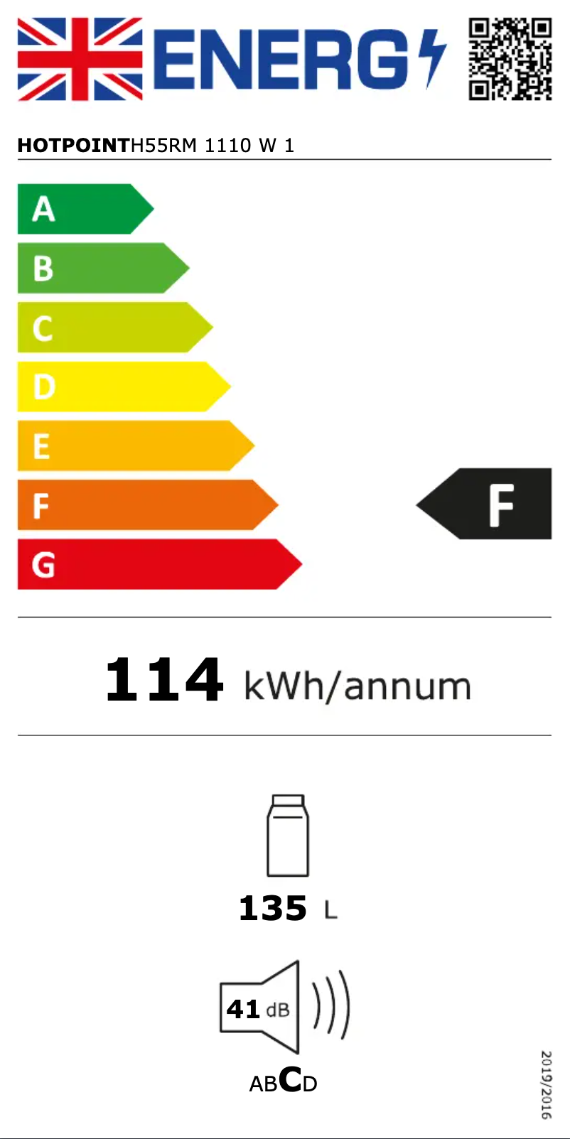 Page n°1 - Label énergétique Hotpoint H55RM 1110 W 1