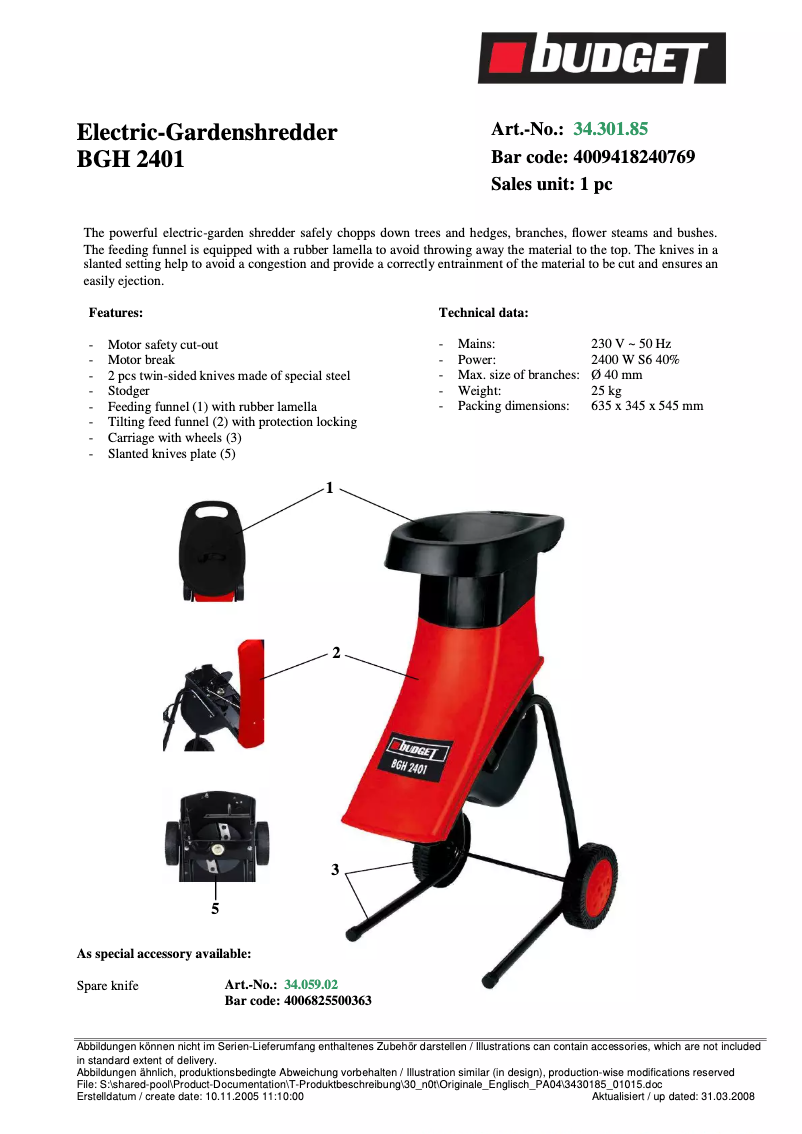 Image de la première page du manuel de l'appareil BGH 2401