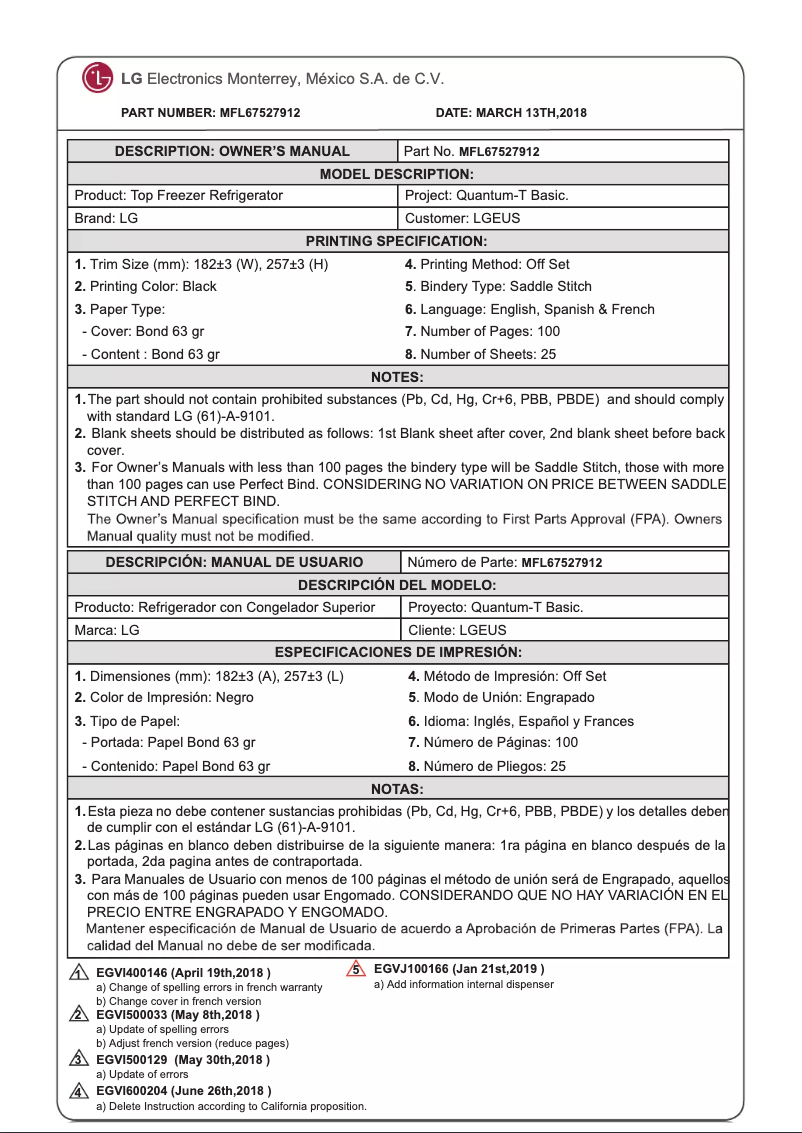 Page 1 de la notice Manuel utilisateur LG LTWS24223S