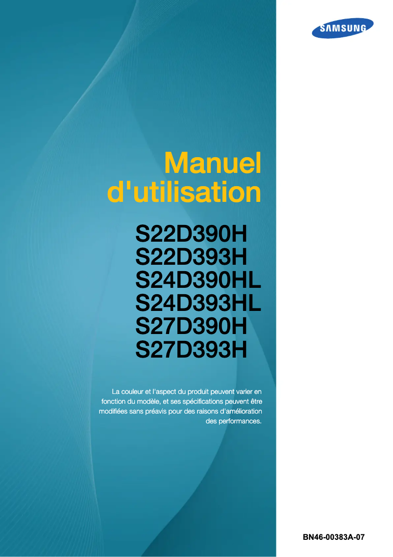Image de la première page du manuel de l'appareil SyncMaster S27D390H