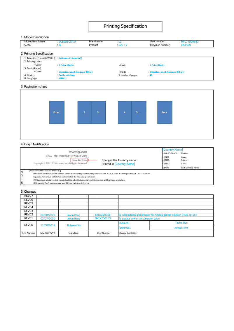 Image de la première page du manuel de l'appareil OLED77CXP
