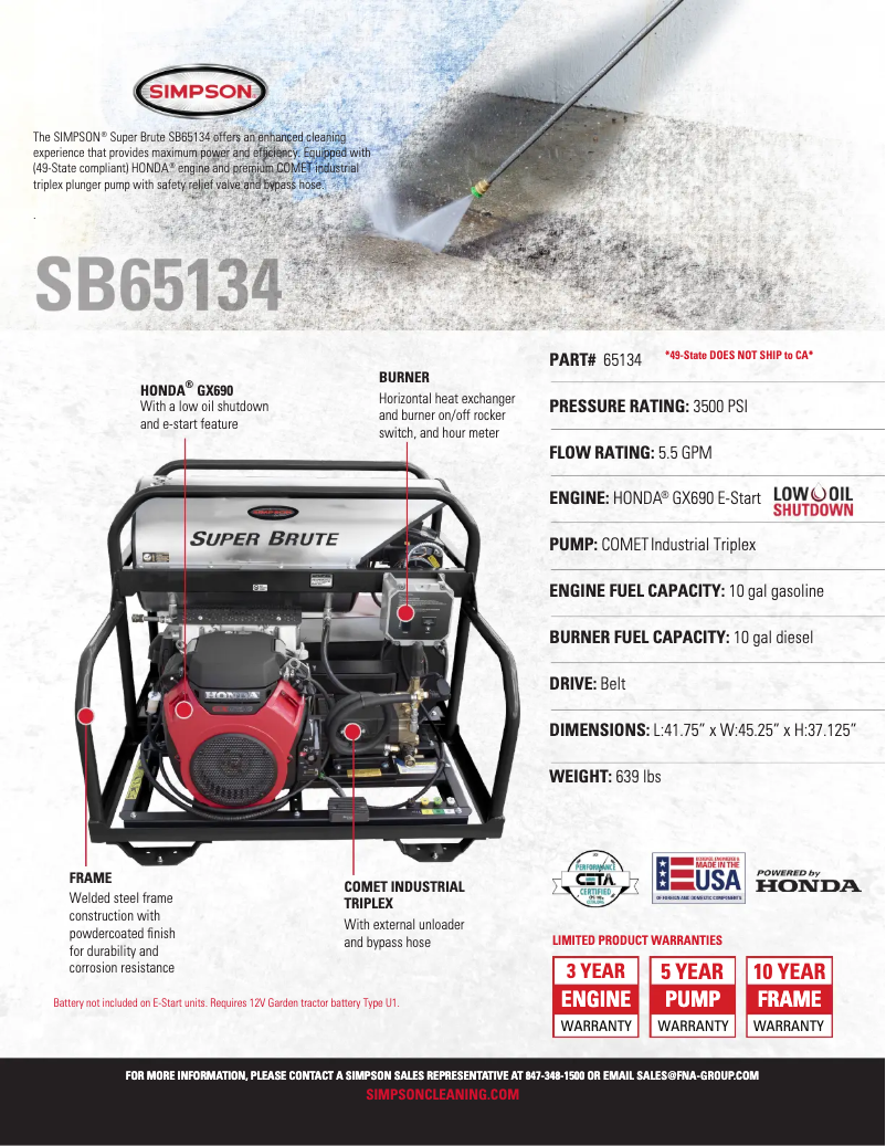 Page n°1 - Fiche technique Simpson Super Brute SB65134