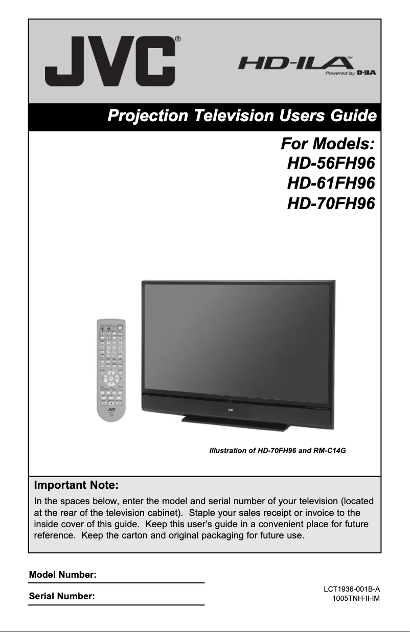 Image de la première page du manuel de l'appareil HD-70FH96
