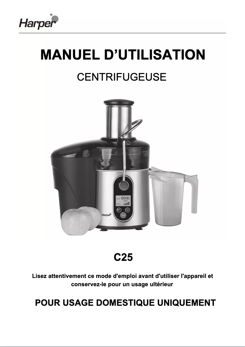 Page n°1 - Manuel utilisateur Harper C25