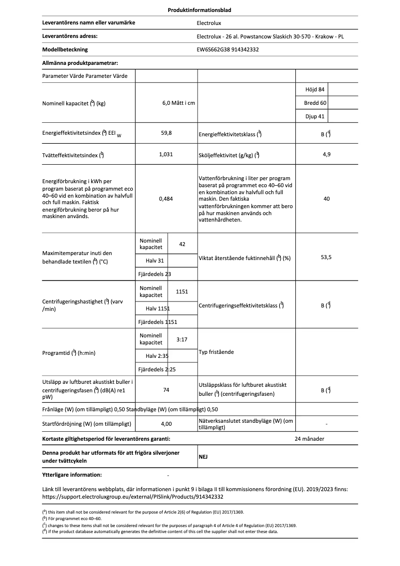 Image de la première page du manuel de l'appareil EW6S662G38