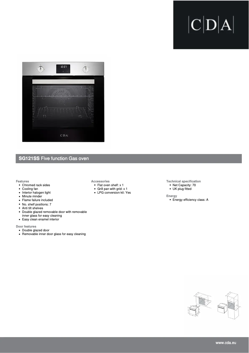 Page n°1 - Fiche technique CDA SG121SS