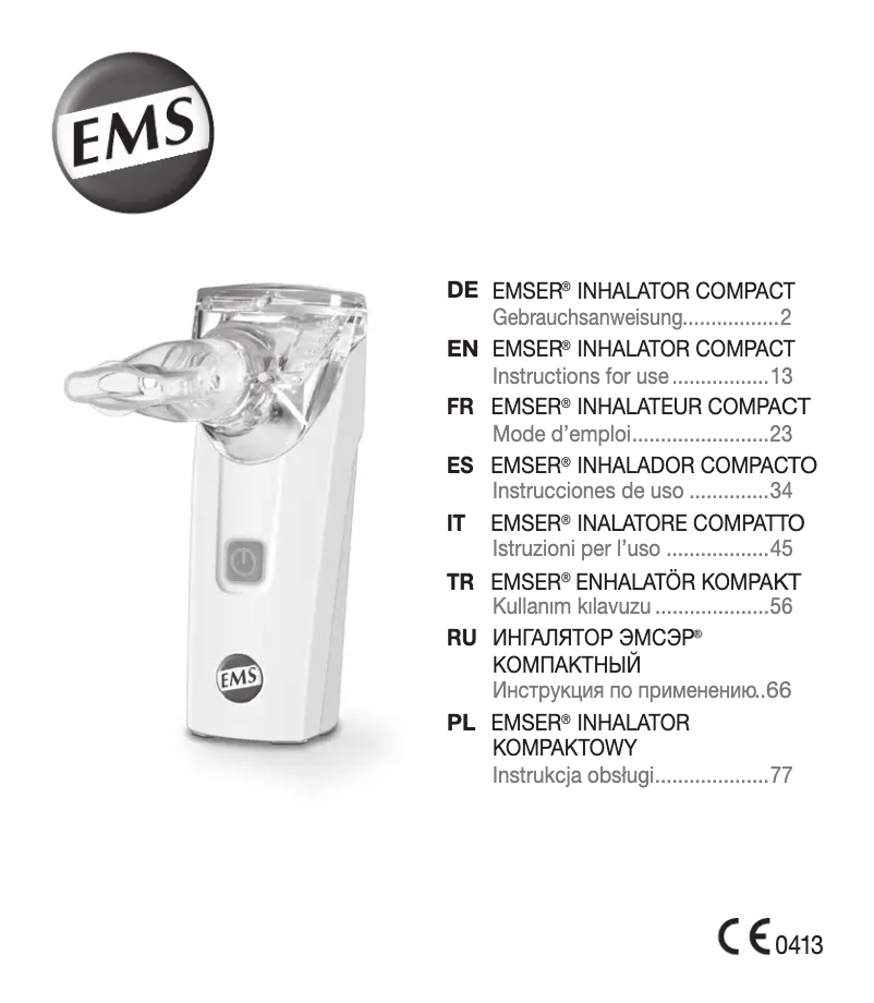 Page 1 de la notice Manuel utilisateur EMS Emser Inhalator compact