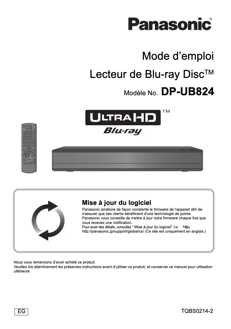 Page n°1 - Manuel utilisateur Panasonic DP-UB824