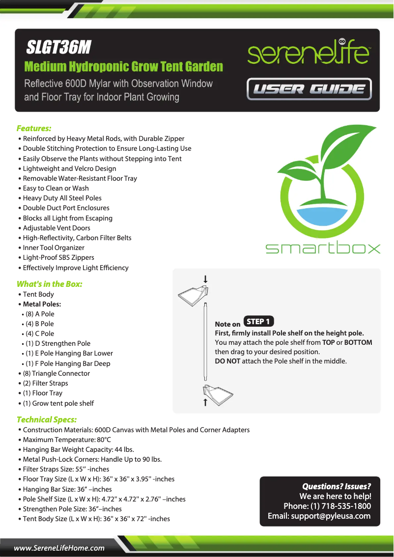 Page n°1 - Manuel utilisateur SereneLife SLGT36M