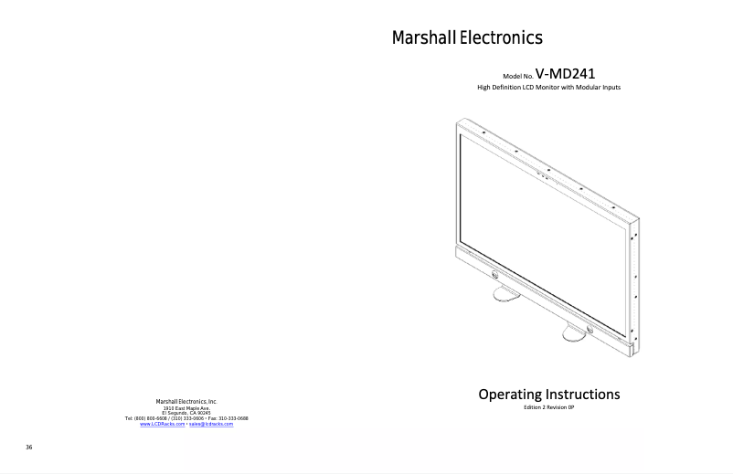 Page n°1 - Manuel utilisateur Marshall Electronics V-MD241