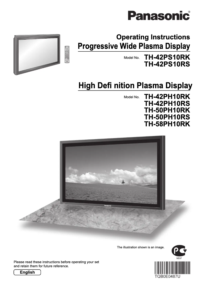 Page n°1 - Manuel utilisateur Panasonic TH-58PH10RK