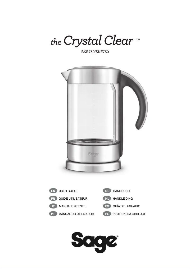 Page 1 de la notice Manuel utilisateur Sage the Crystal Clear SKE750