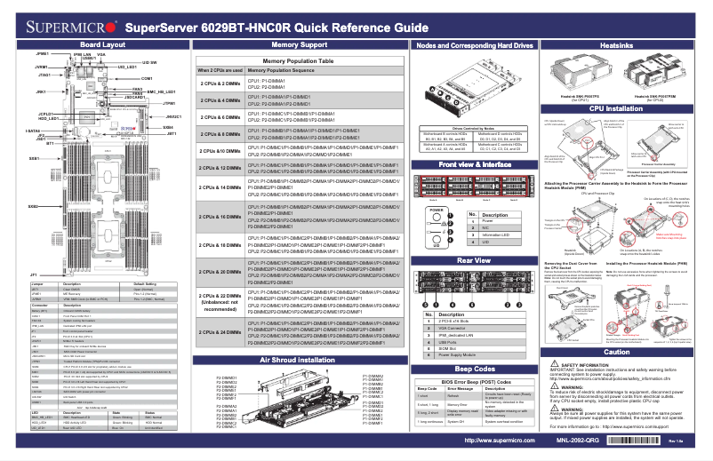 Image de la première page du manuel de l'appareil SuperServer 6029BT-HNC0R