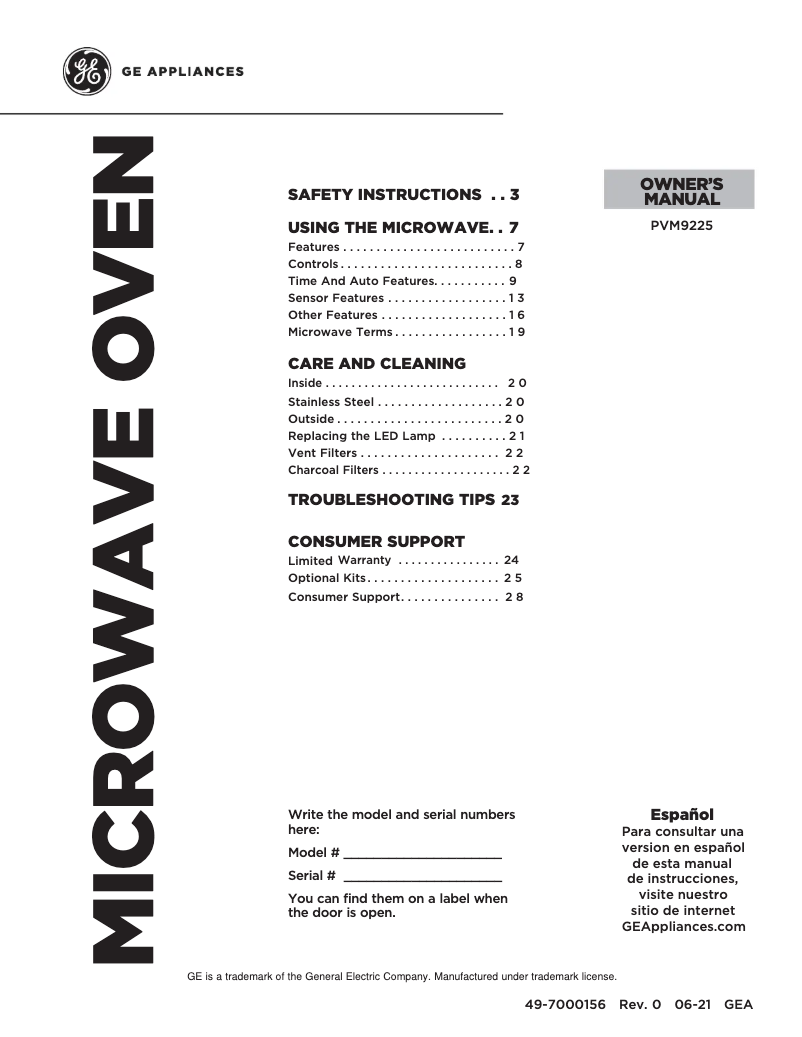 Page 1 de la notice Manuel d'utilisation et d'entretien GE Profile PVM9225SRSS