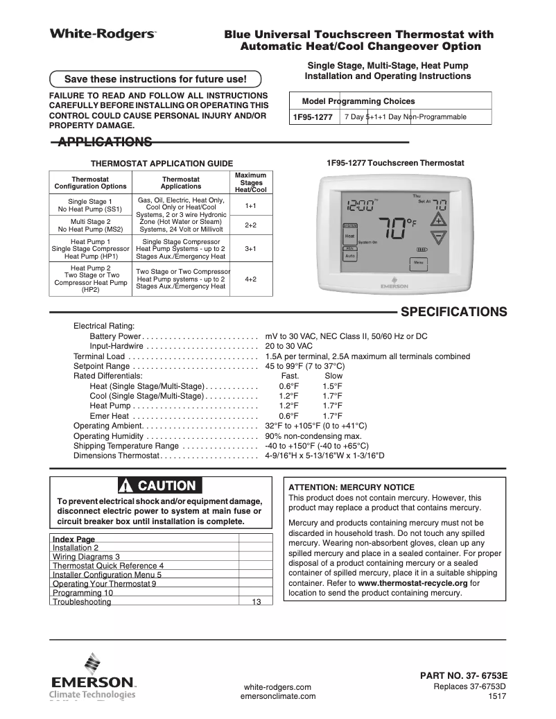 Página 1 del manual Manual de usuario Emerson 1F95-1277