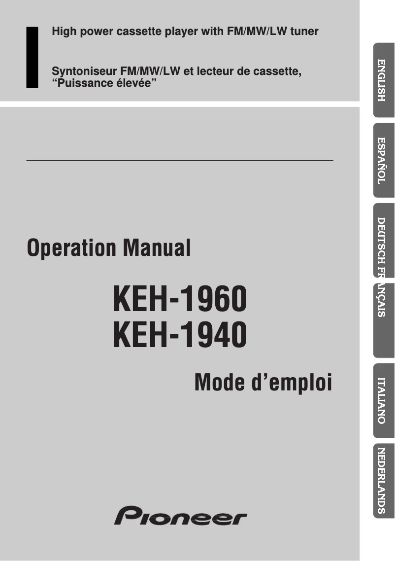 Image de la première page du manuel de l'appareil KEH-1940