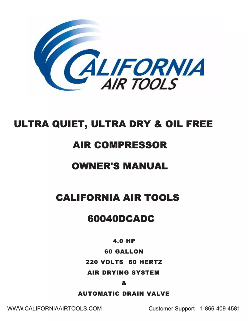 Page 1 de la notice Manuel utilisateur California Air Tools 60040DCADC