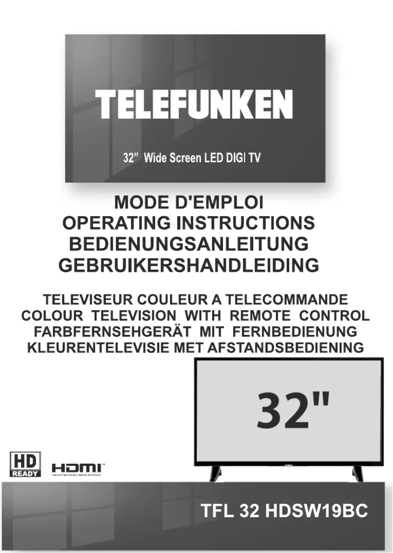 Page 1 de la notice Manuel utilisateur Telefunken TFL32HDSW19BC