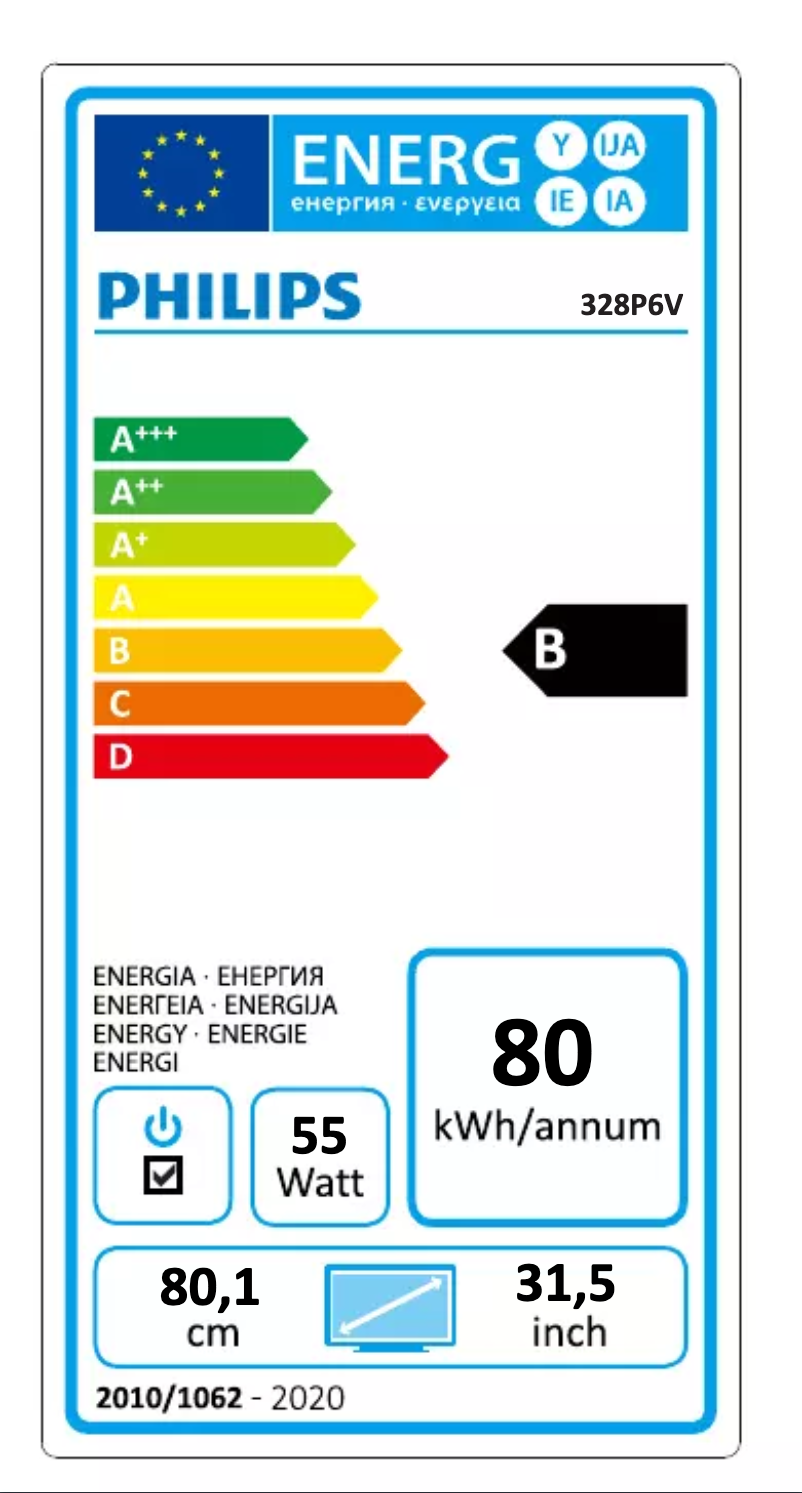 Page 1 de la notice Label énergétique Philips Brilliance 328P6VJEB