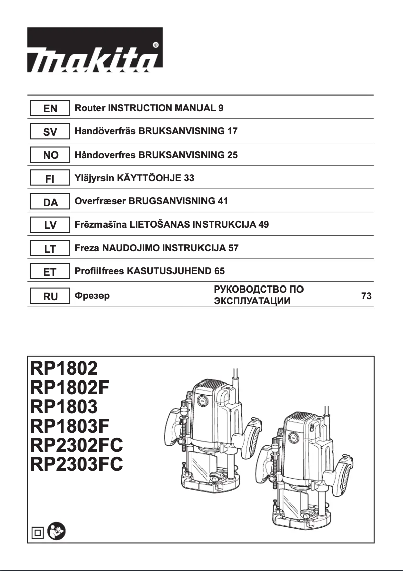 Page 1 de la notice Manuel utilisateur Makita RP1803J