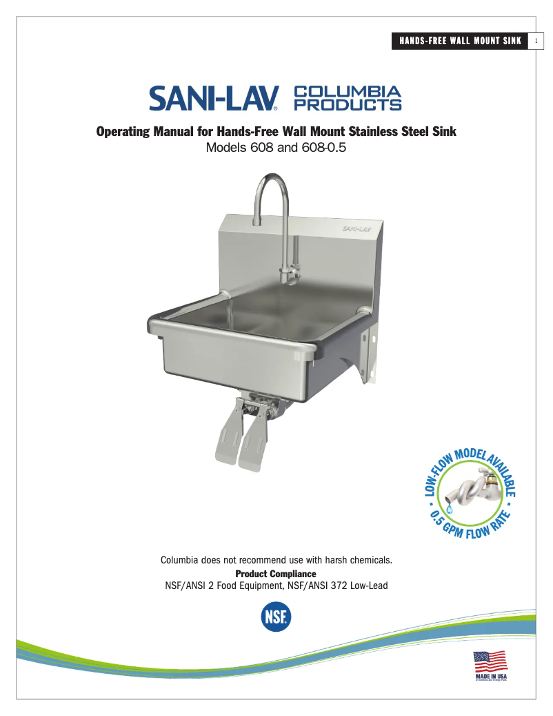 Page 1 de la notice Manuel utilisateur Sani-Lav 608