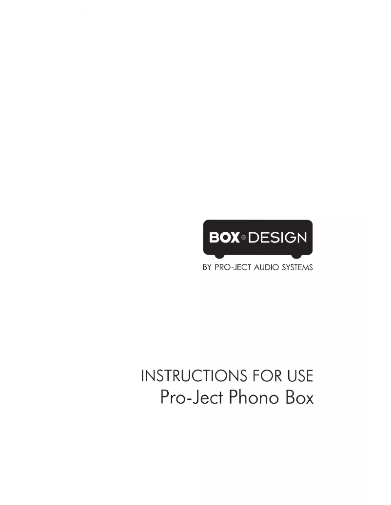 Page 1 de la notice Manuel utilisateur Pro-Ject Phono Box DC
