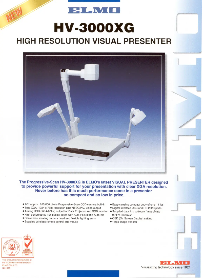 Image de la première page du manuel de l'appareil HV-3000XG