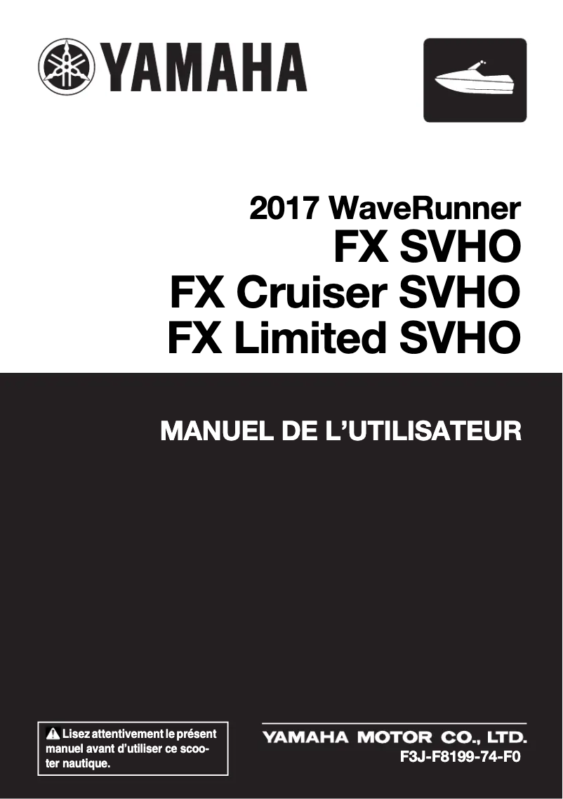 Page 1 of the manual User Manual Yamaha WaveRunner FX SVHO (2017)