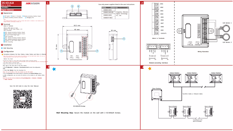Página 1 del manual Guía de inicio rápido Hikvision DS-KD-AL8