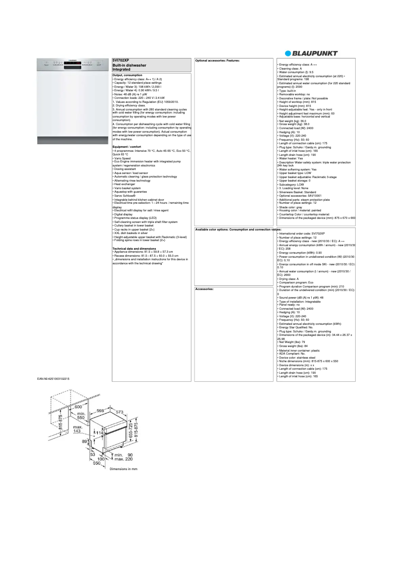 Image de la première page du manuel de l'appareil 5VI 702XP