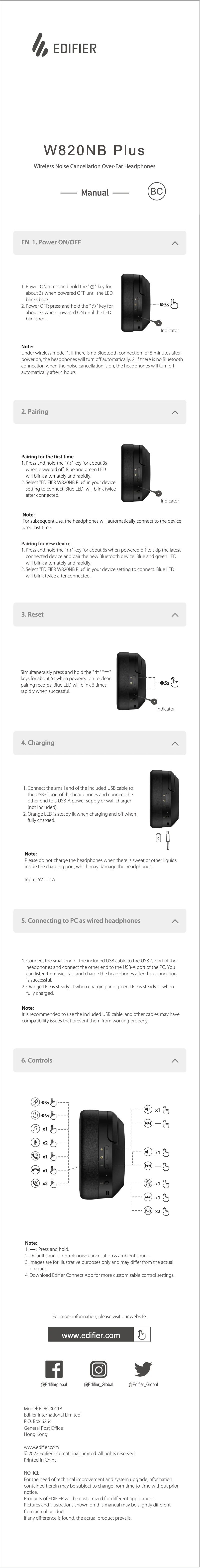 Page n°1 - Manuel utilisateur Edifier W820NB Plus