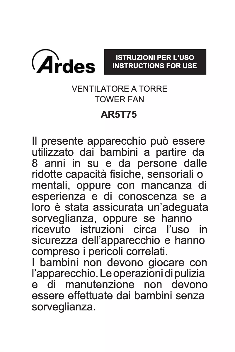 Page 1 de la notice Manuel utilisateur Ardes Freddy AR5T75