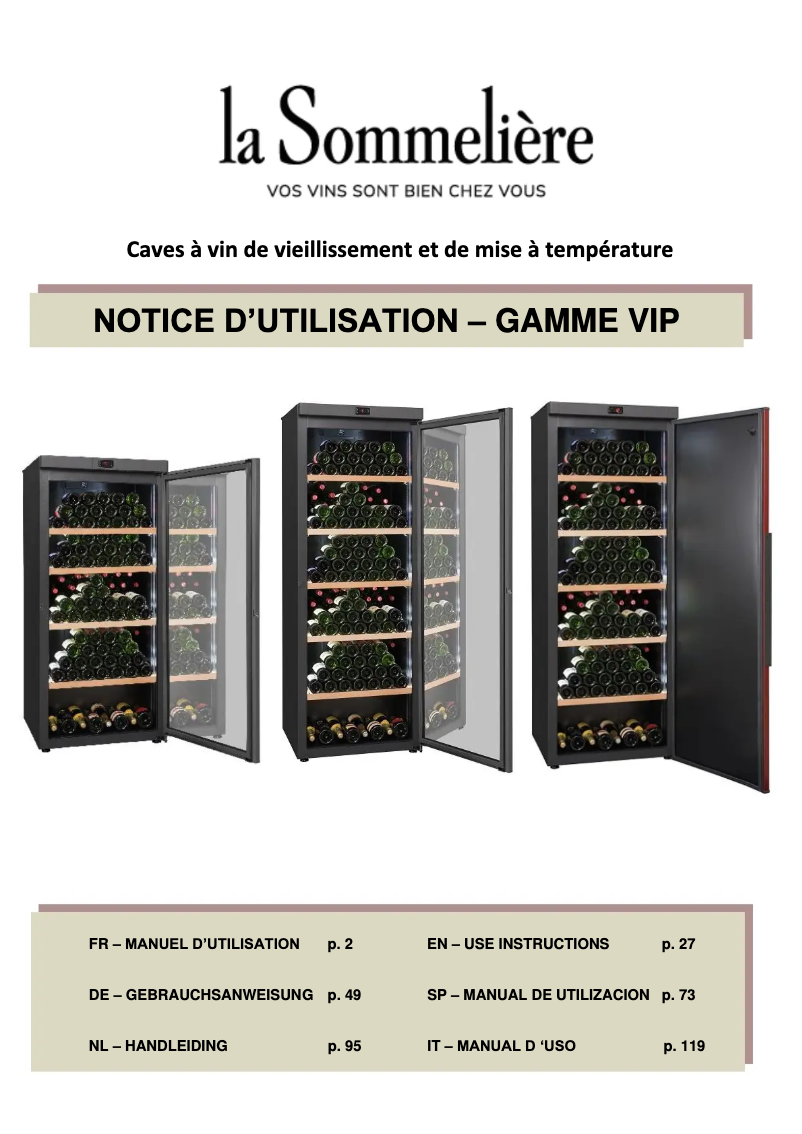 Página 1 del manual Manual de usuario La Sommelière VIP280V