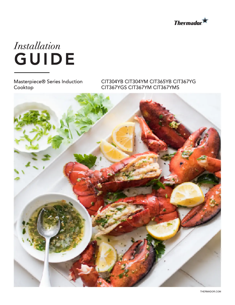 Page 1 de la notice Guide d'installation Thermador CIT367YG