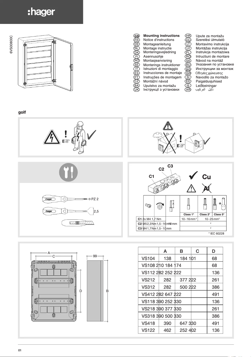Page n°1 - Manuel utilisateur Hager VS218PD