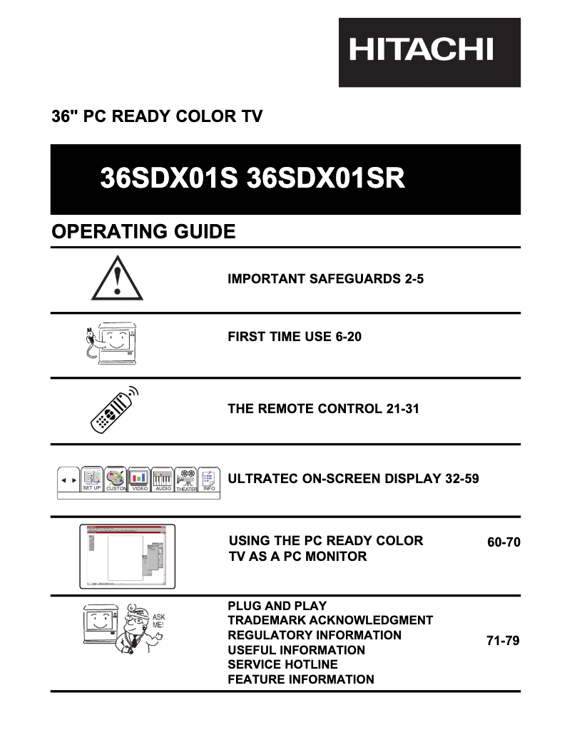 Page 1 de la notice Manuel utilisateur Hitachi 36SDX01S
