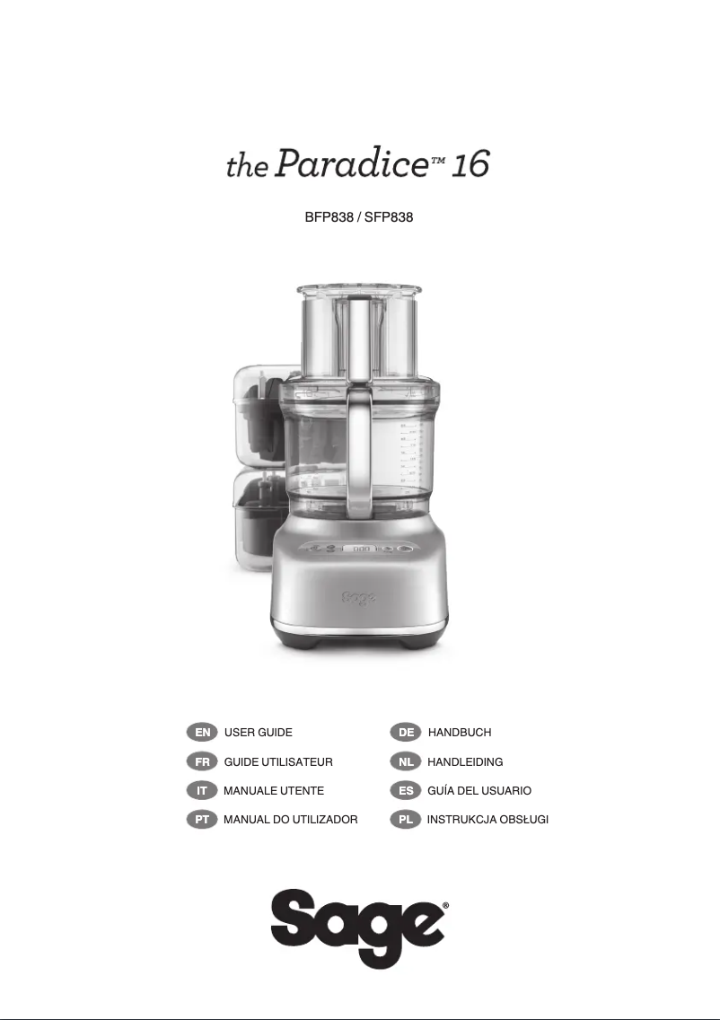 Page 1 de la notice Manuel utilisateur Sage the Paradice 16 SFP838