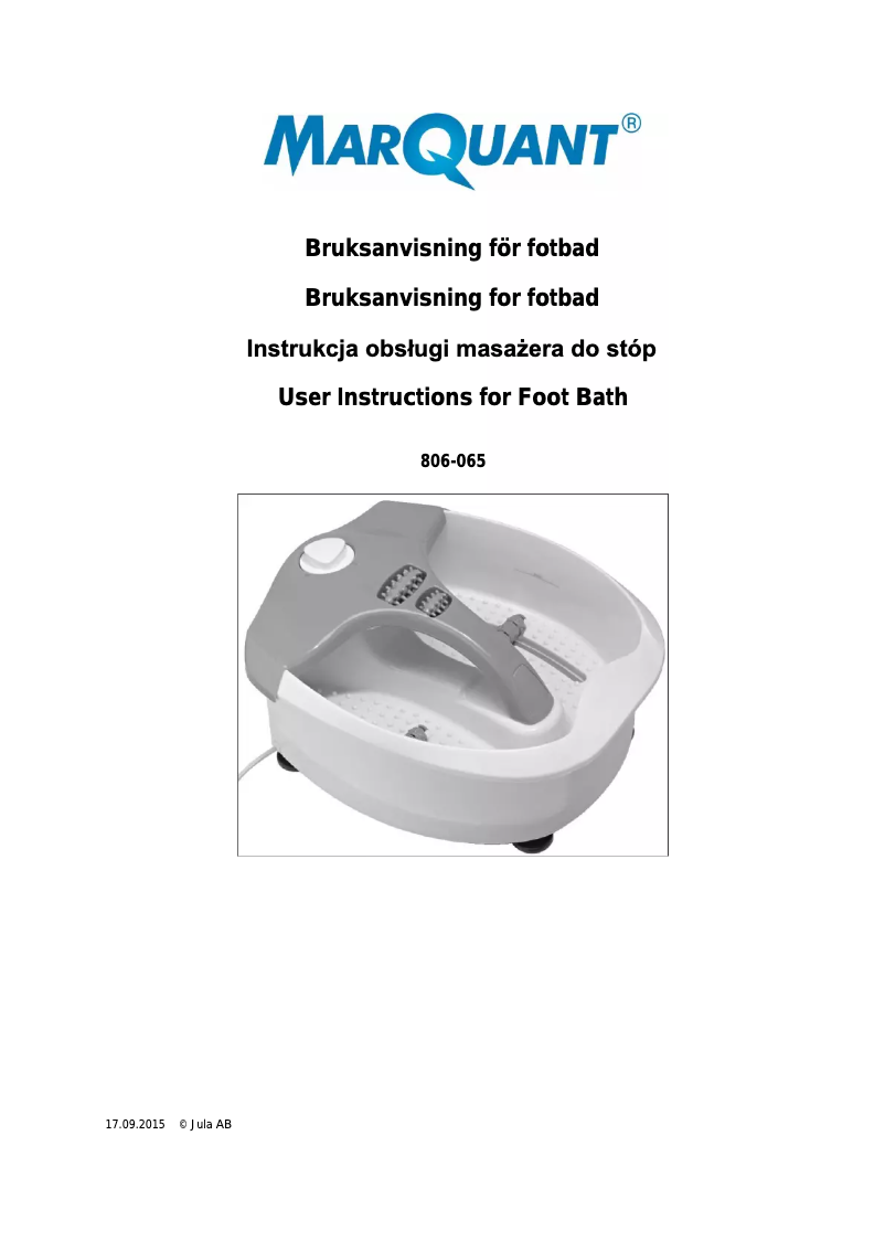 Image de la première page du manuel de l'appareil 806-065