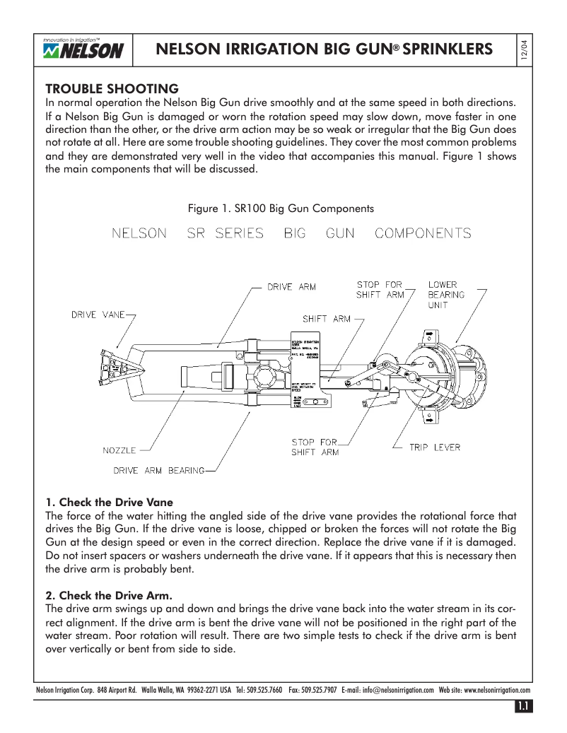 Page 1 de la notice Manuel utilisateur Nelson 200 Series Big Gun