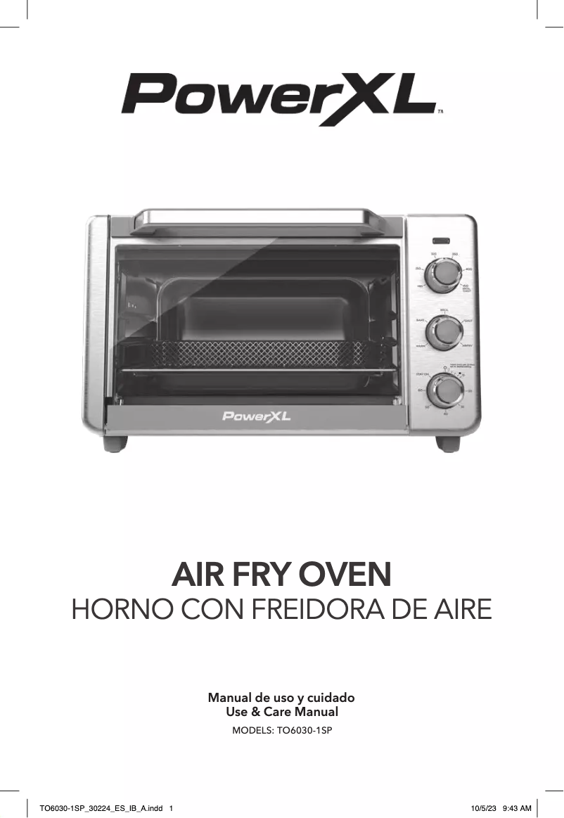 Page 1 de la notice Manuel utilisateur PowerXL Air Fry Oven TO6030-1SP