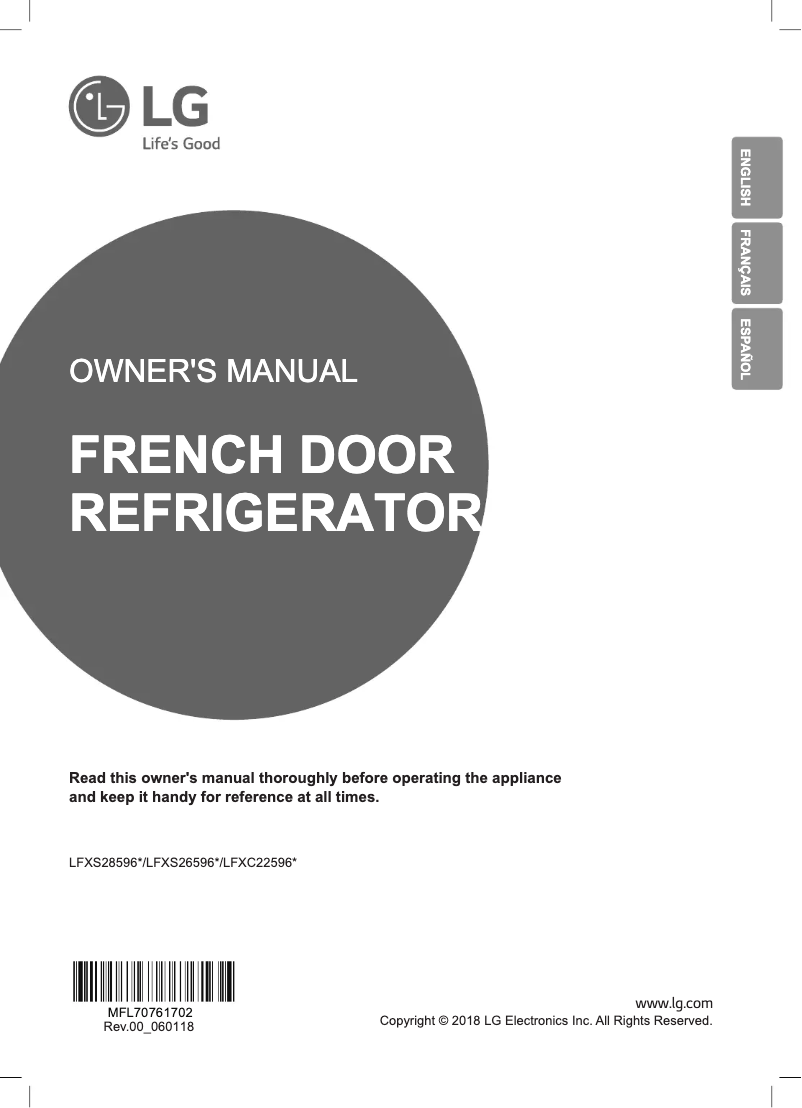 Image de la première page du manuel de l'appareil LFXC22596M