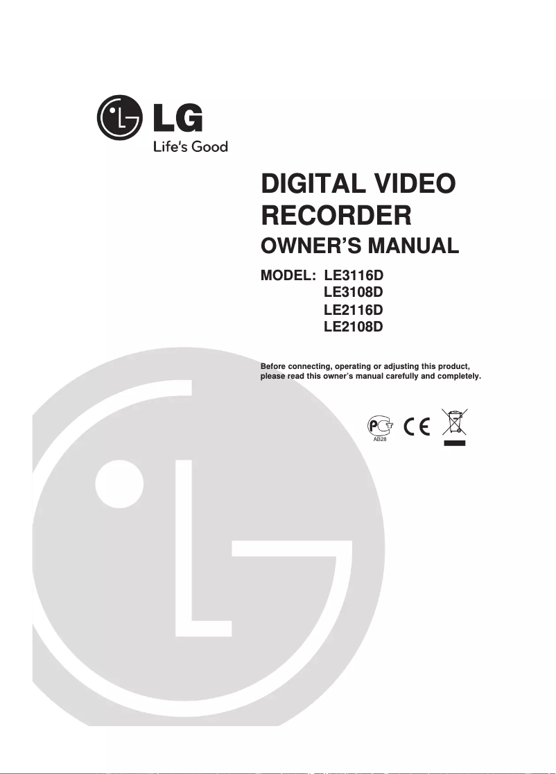Page n°1 - Manuel utilisateur LG LE2116D