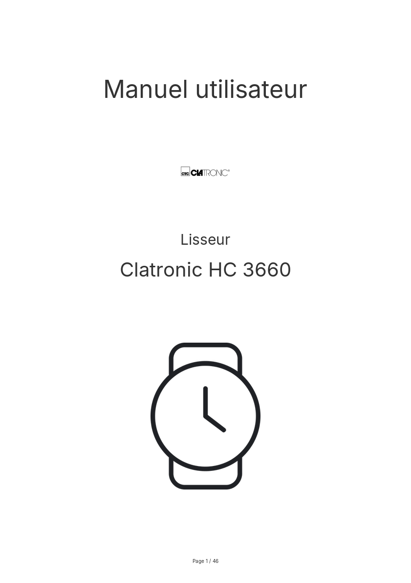 Page n°1 - Manuel utilisateur Clatronic HC 3660